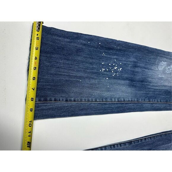 7 Seven For All Mankind White Paint Splatter Boot Cut Jeans Womens Sz 30/ 32 L - Picture 9 of 16